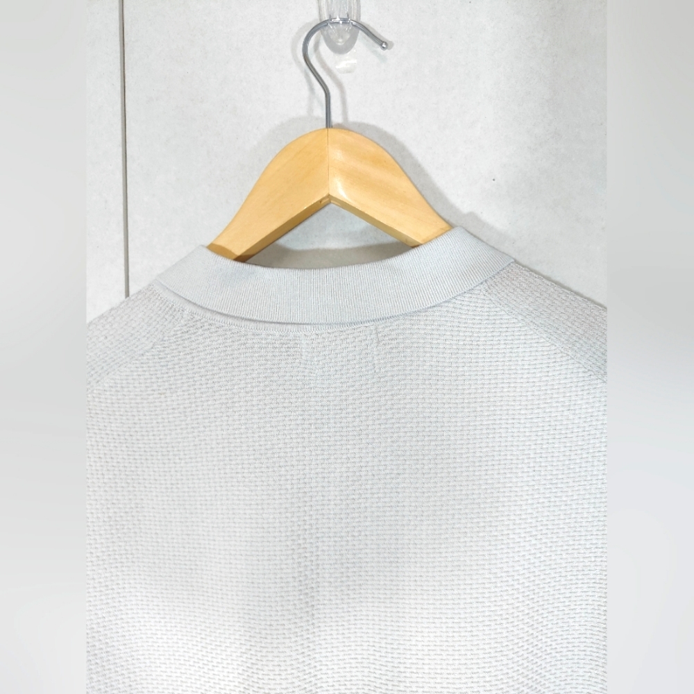 Massimo Dutti Grey Waffle Knit Polo Shirt Size XL Extra Fine Cotton - Picture 7 of 10